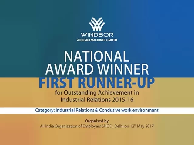 1st Runner Up in the National Award for Outstanding Achievement in Industrial Relations 2015-16